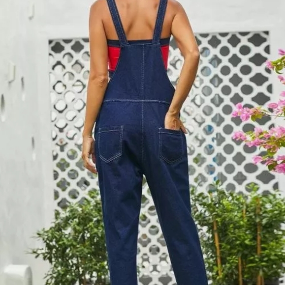 Dark blue cotton denim overall jumpsuit size Small - Picture 3 of 7